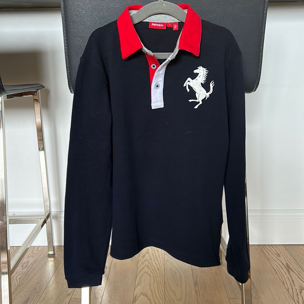 FERRARI tm licensed polo long sleeve shirt